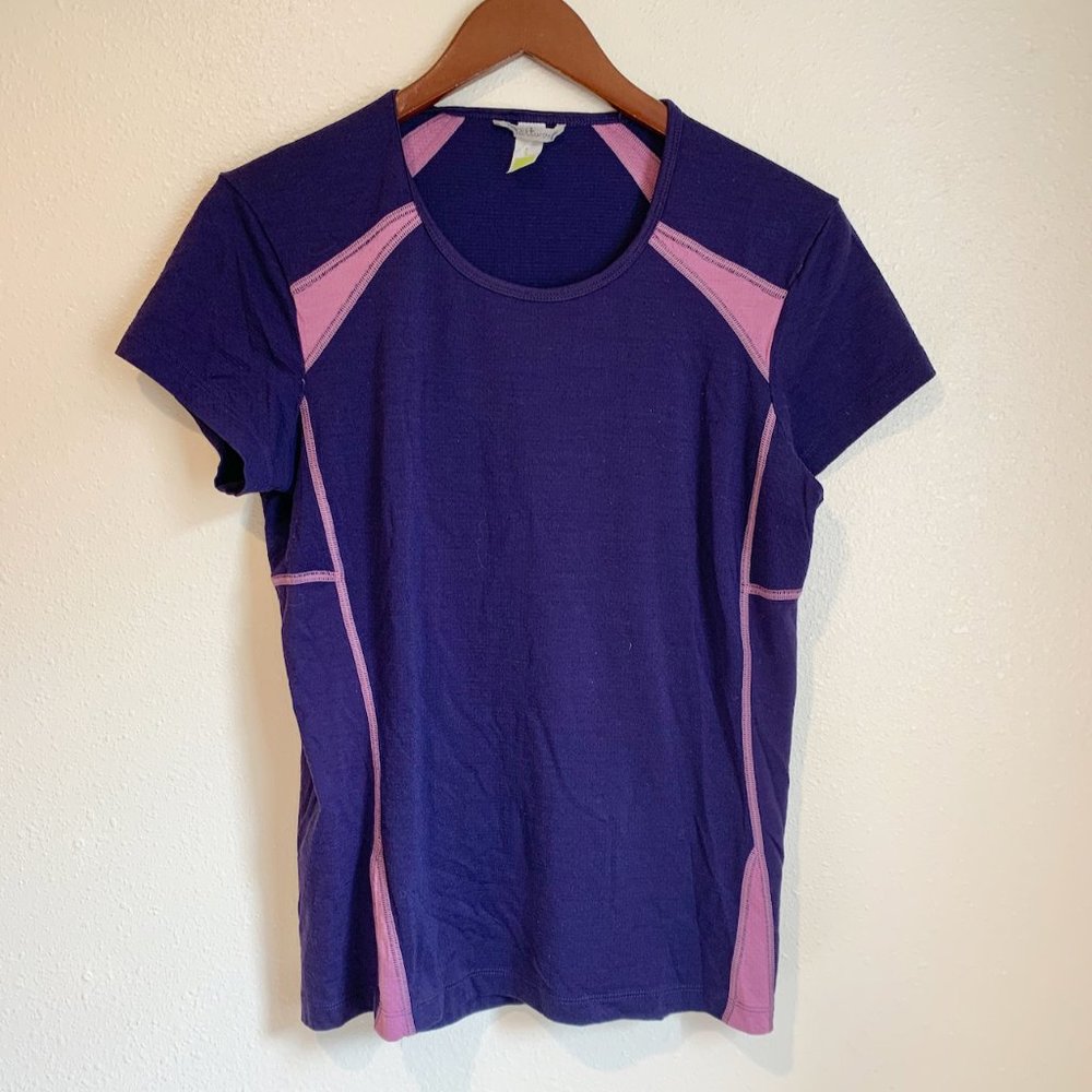 Smartwool Merino T-Shirt Top Purple Women's L Large Tee Short Sleeved Shirt